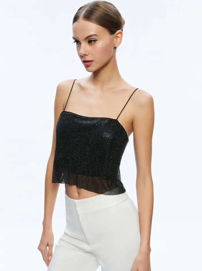 GRAZI EMBELLISHED SPAGHETTI STRAP TOP